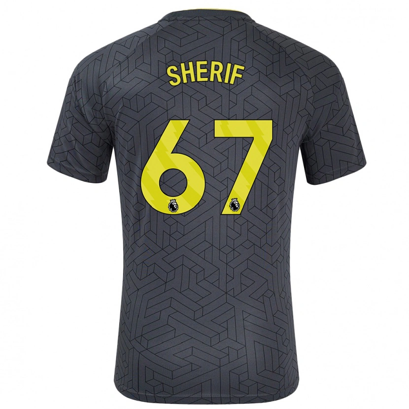 Danxen Bambino Maglia Martin Sherif #67 Nero Giallo Kit Gara Away 2024/25 Maglietta