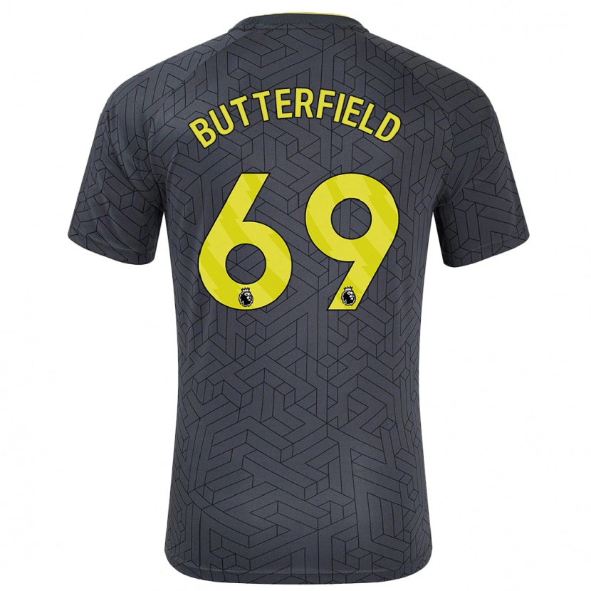 Danxen Bambino Maglia Luke Butterfield #69 Nero Giallo Kit Gara Away 2024/25 Maglietta