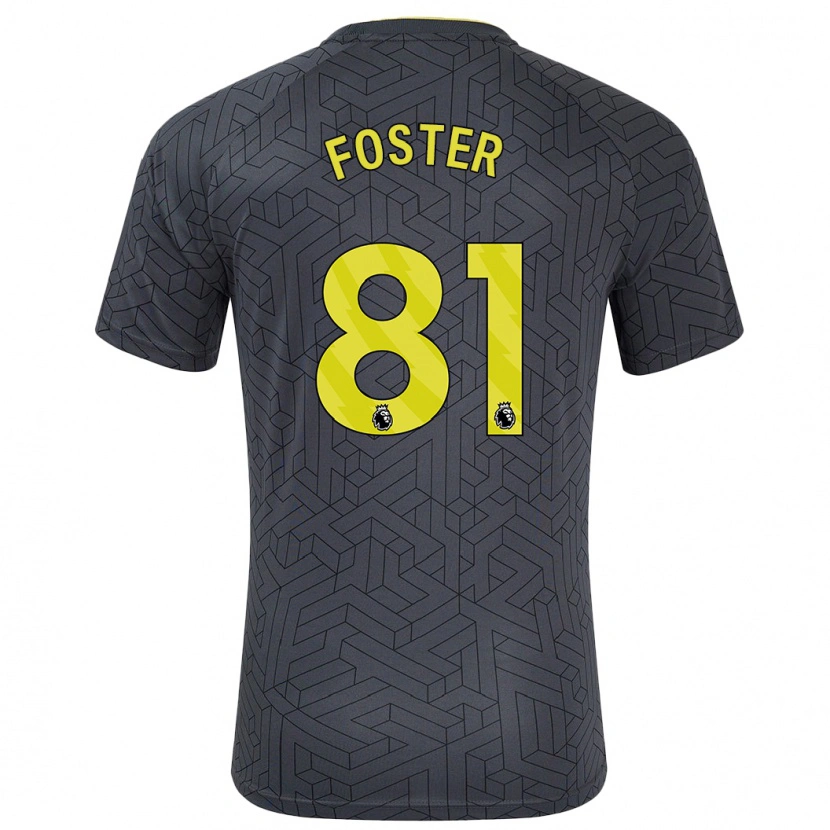 Danxen Bambino Maglia Harvey Foster #81 Nero Giallo Kit Gara Away 2024/25 Maglietta