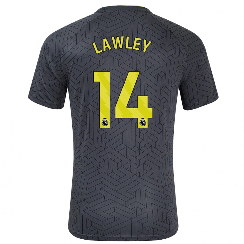 Danxen Bambino Maglia Melissa Lawley #14 Nero Giallo Kit Gara Away 2024/25 Maglietta