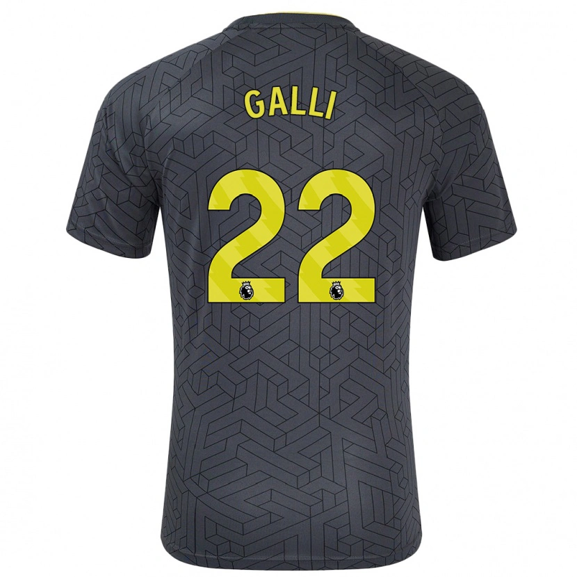 Danxen Bambino Maglia Aurora Galli #22 Nero Giallo Kit Gara Away 2024/25 Maglietta