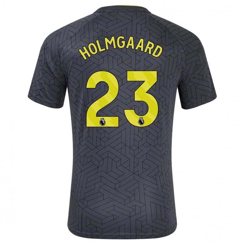 Danxen Bambino Maglia Sara Holmgaard #23 Nero Giallo Kit Gara Away 2024/25 Maglietta