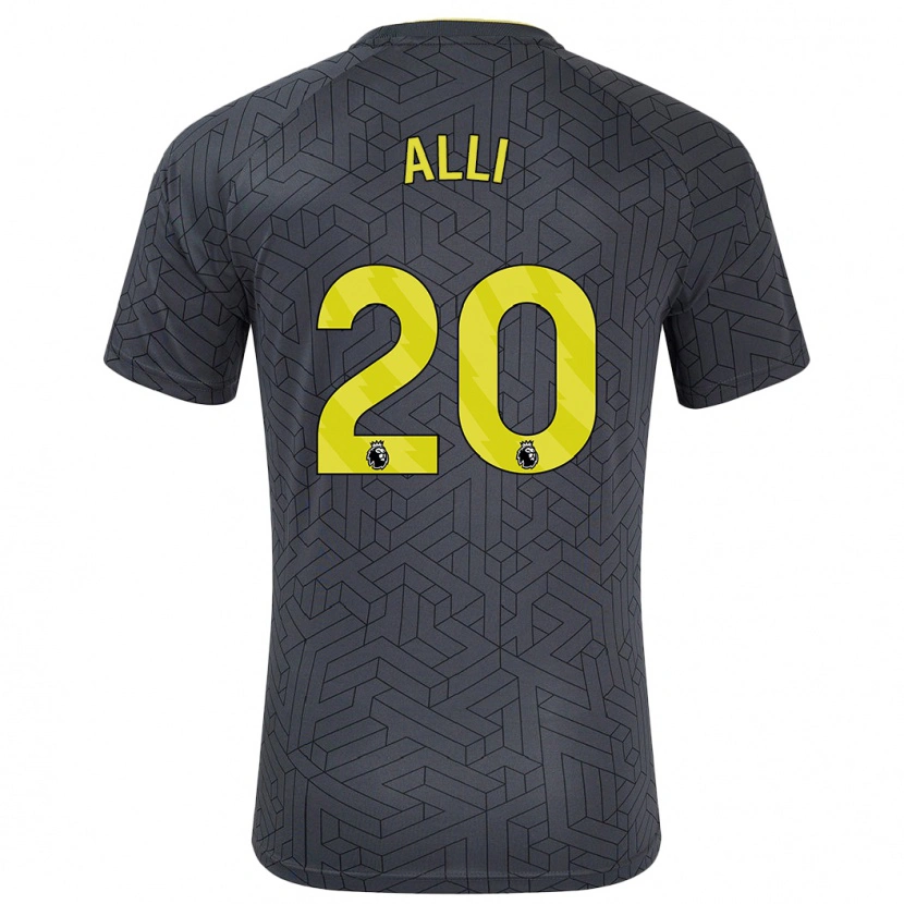 Danxen Bambino Maglia Dele Alli #20 Nero Giallo Kit Gara Away 2024/25 Maglietta