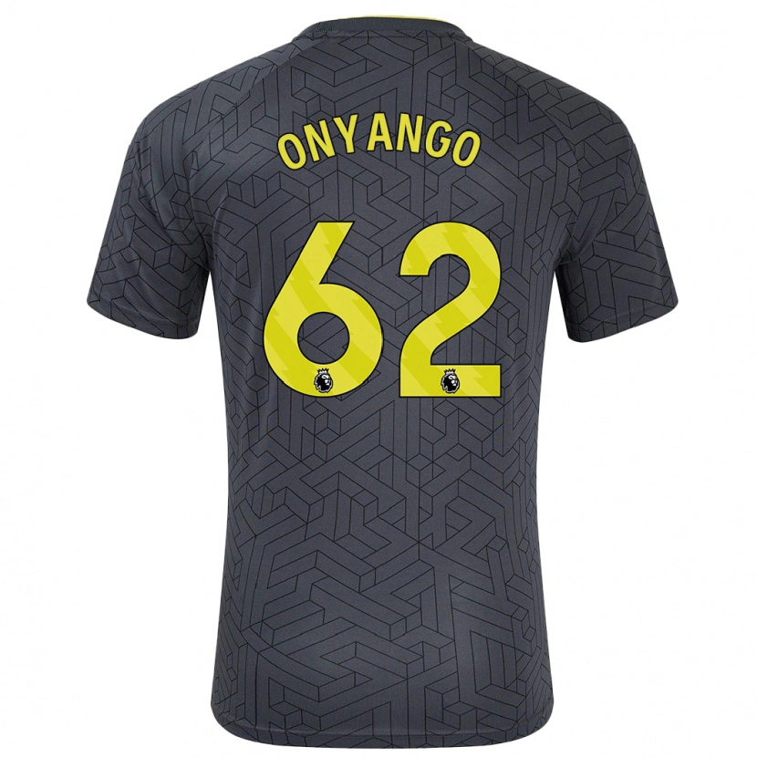 Danxen Bambino Maglia Tyler Onyango #62 Nero Giallo Kit Gara Away 2024/25 Maglietta
