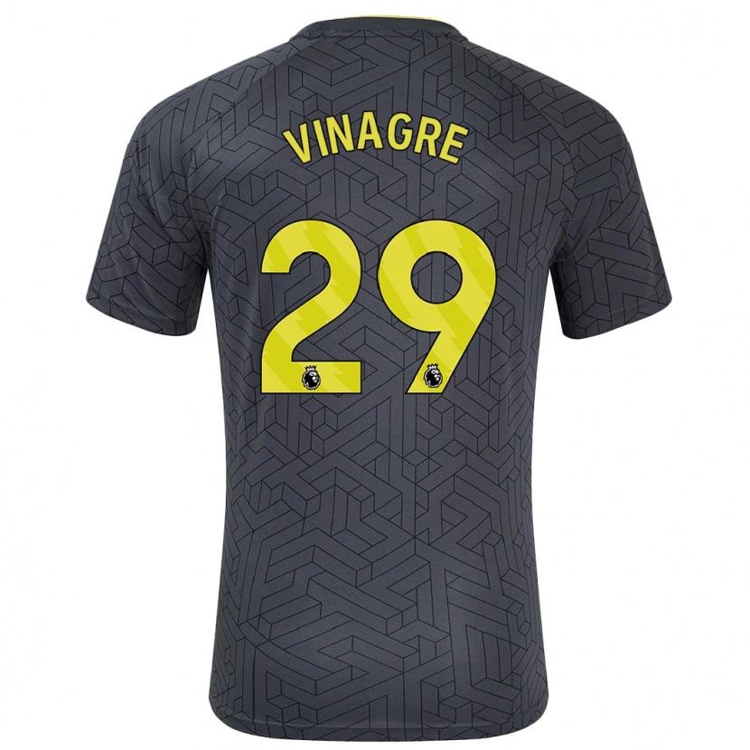 Danxen Bambino Maglia Ruben Vinagre #29 Nero Giallo Kit Gara Away 2024/25 Maglietta