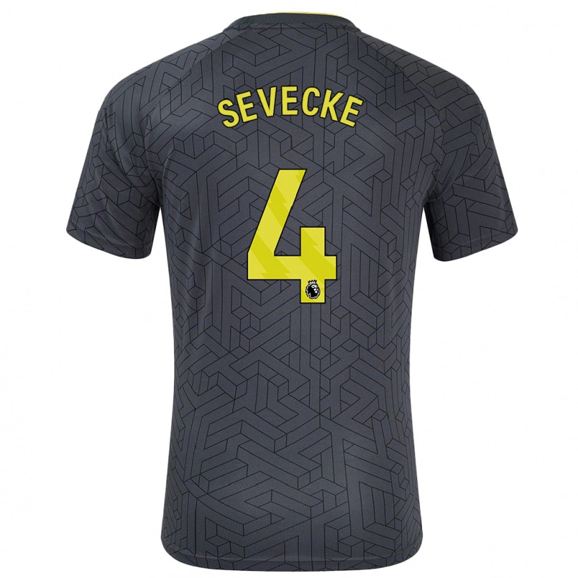 Danxen Bambino Maglia Rikke Sevecke #4 Nero Giallo Kit Gara Away 2024/25 Maglietta