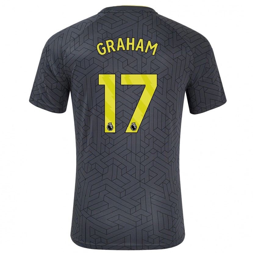 Danxen Bambino Maglia Lucy Graham #17 Nero Giallo Kit Gara Away 2024/25 Maglietta