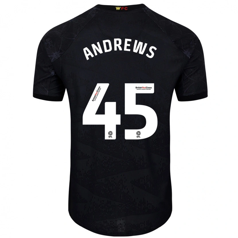 Danxen Bambino Maglia Ryan Andrews #45 Nero Bianco Kit Gara Away 2024/25 Maglietta