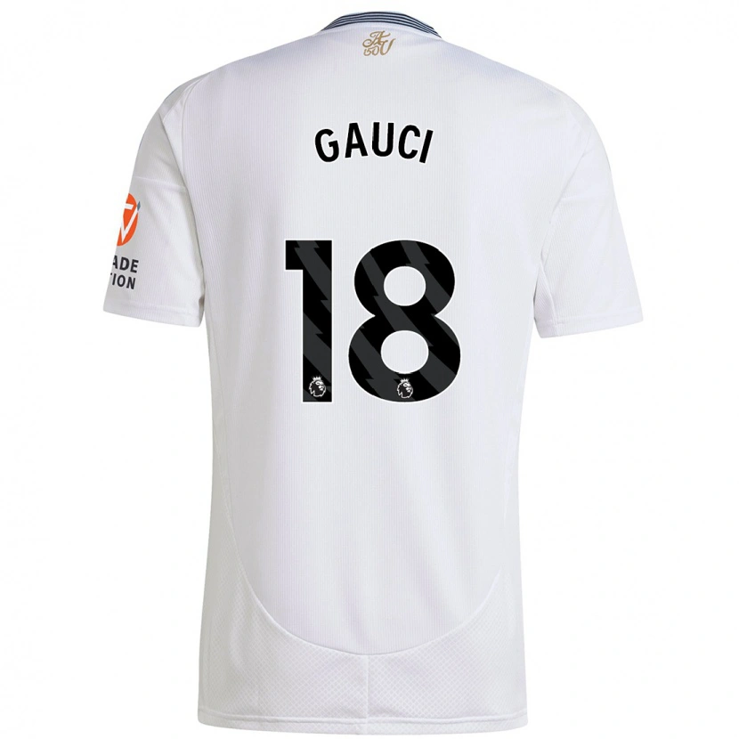 Danxen Bambino Maglia Joe Gauci #18 Bianco Kit Gara Away 2024/25 Maglietta