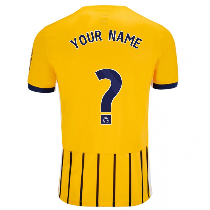 Danxen Bambino Maglia Il Tuo Nome #0 Oro Blu A Righe Sottili Kit Gara Away 2024/25 Maglietta