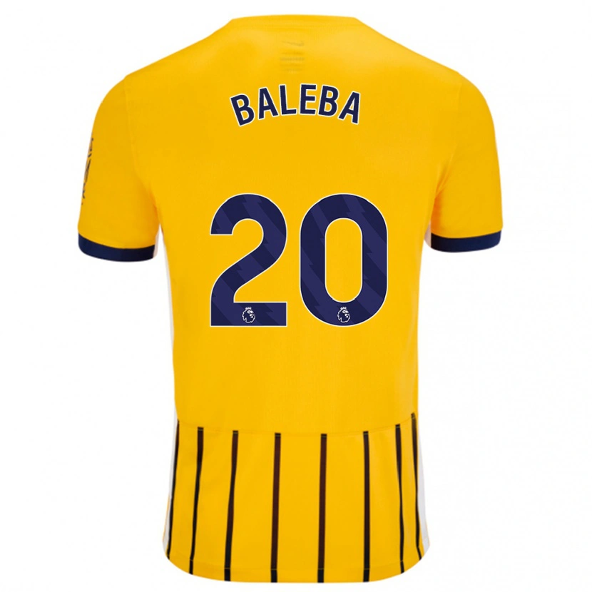 Danxen Bambino Maglia Carlos Baleba #20 Oro Blu A Righe Sottili Kit Gara Away 2024/25 Maglietta