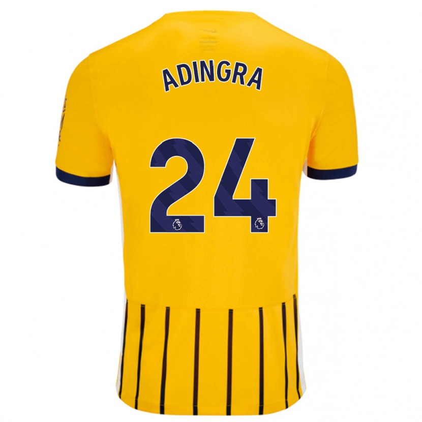 Danxen Bambino Maglia Simon Adingra #24 Oro Blu A Righe Sottili Kit Gara Away 2024/25 Maglietta