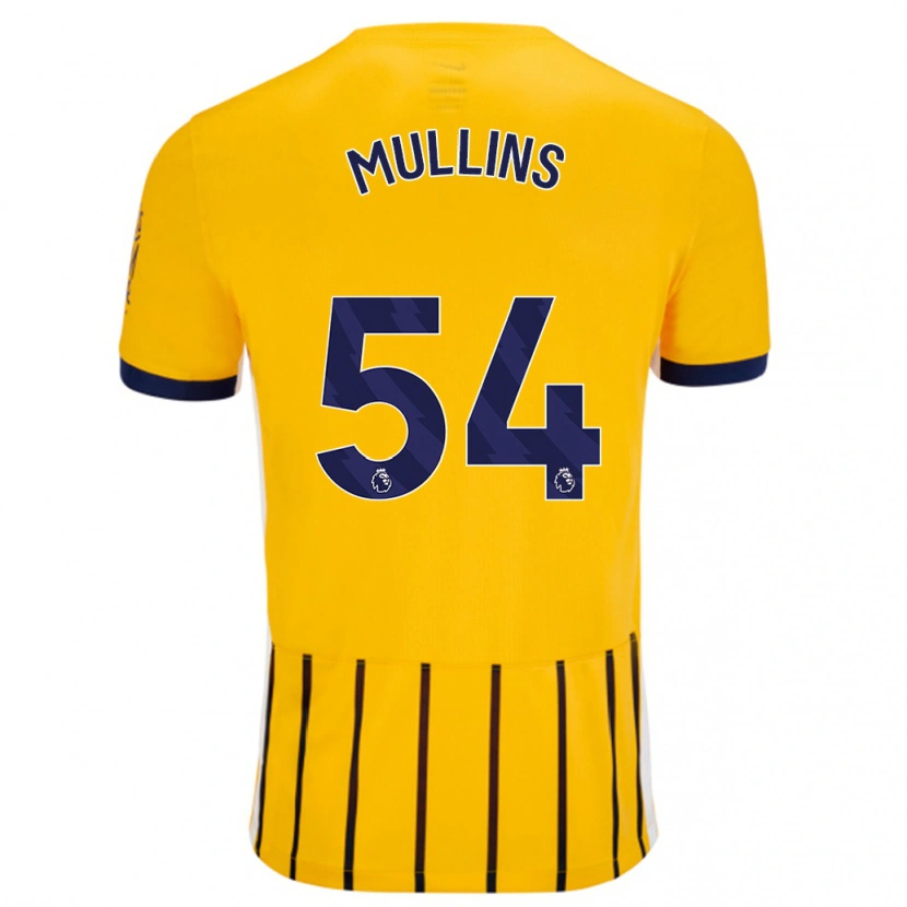 Danxen Bambino Maglia Jamie Mullins #54 Oro Blu A Righe Sottili Kit Gara Away 2024/25 Maglietta