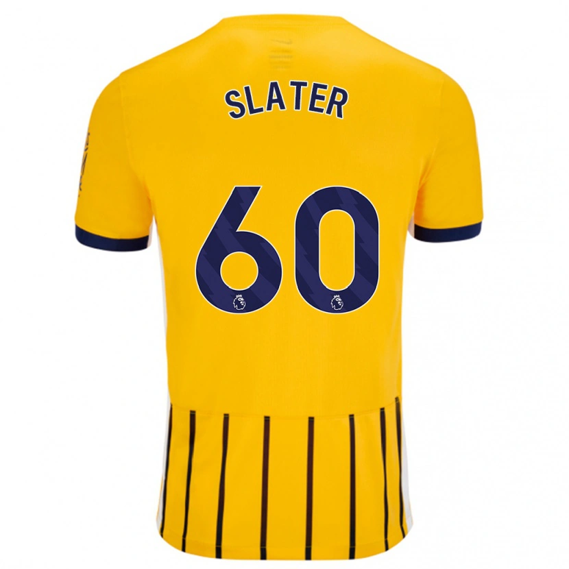 Danxen Bambino Maglia Jacob Slater #60 Oro Blu A Righe Sottili Kit Gara Away 2024/25 Maglietta