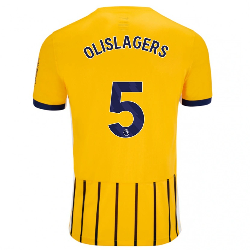 Danxen Bambino Maglia Marisa Olislagers #5 Oro Blu A Righe Sottili Kit Gara Away 2024/25 Maglietta
