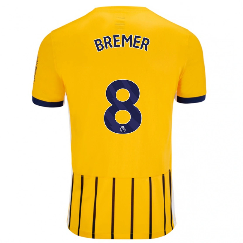 Danxen Bambino Maglia Pauline Bremer #8 Oro Blu A Righe Sottili Kit Gara Away 2024/25 Maglietta
