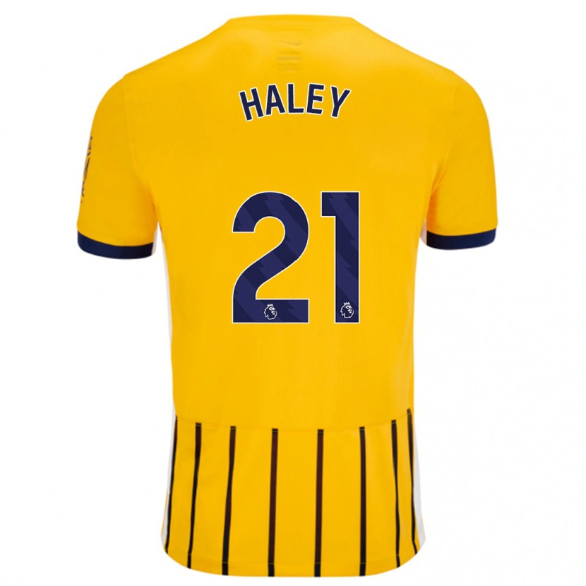 Danxen Bambino Maglia Madison Haley #21 Oro Blu A Righe Sottili Kit Gara Away 2024/25 Maglietta