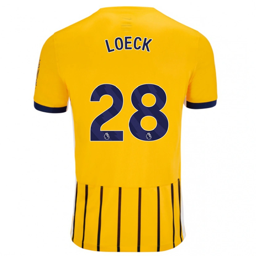 Danxen Bambino Maglia Melina Loeck #28 Oro Blu A Righe Sottili Kit Gara Away 2024/25 Maglietta