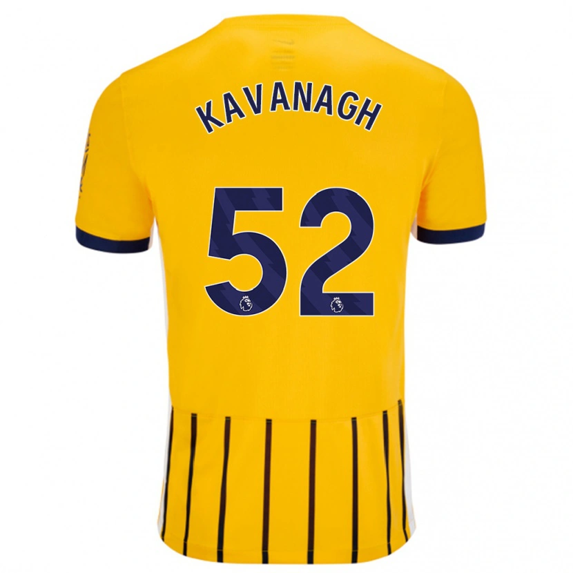 Danxen Bambino Maglia Leigh Kavanagh #52 Oro Blu A Righe Sottili Kit Gara Away 2024/25 Maglietta