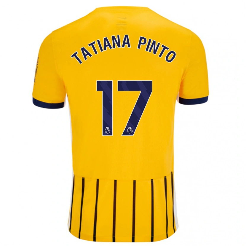 Danxen Bambino Maglia Tatiana Vanessa Ferreira Pinto #17 Oro Blu A Righe Sottili Kit Gara Away 2024/25 Maglietta