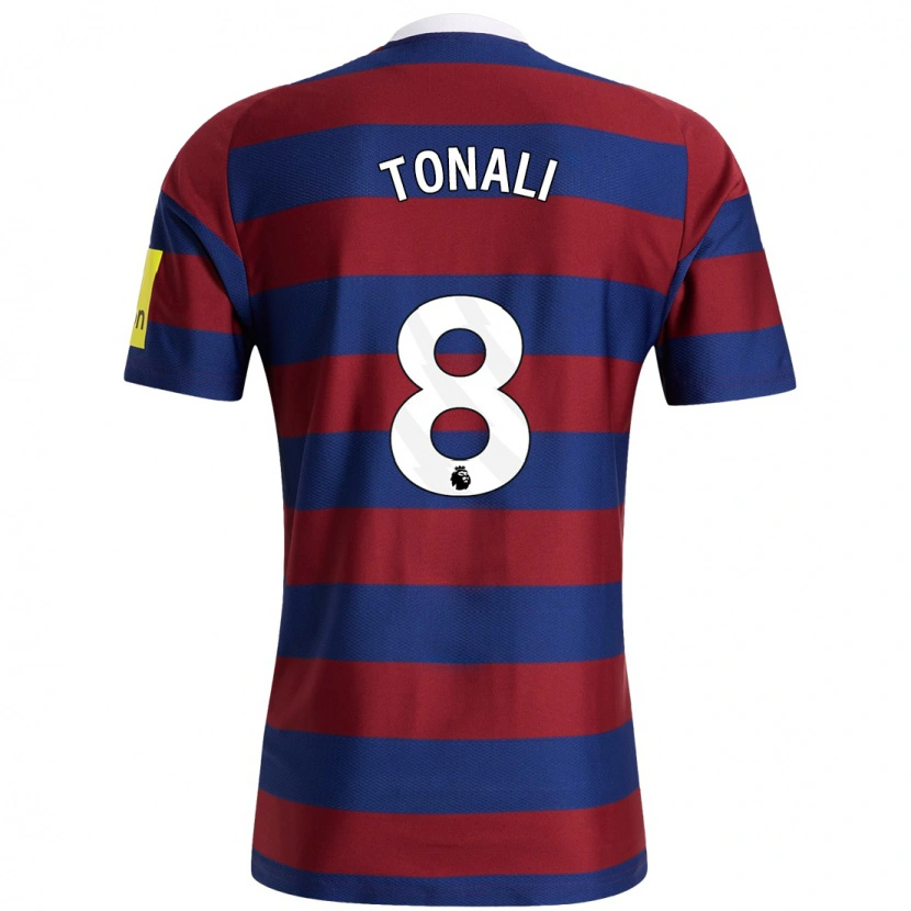 Danxen Bambino Maglia Sandro Tonali #8 Borgogna Blu Navy Kit Gara Away 2024/25 Maglietta