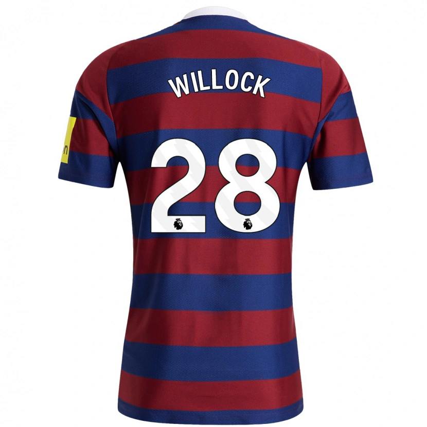 Danxen Bambino Maglia Joe Willock #28 Borgogna Blu Navy Kit Gara Away 2024/25 Maglietta