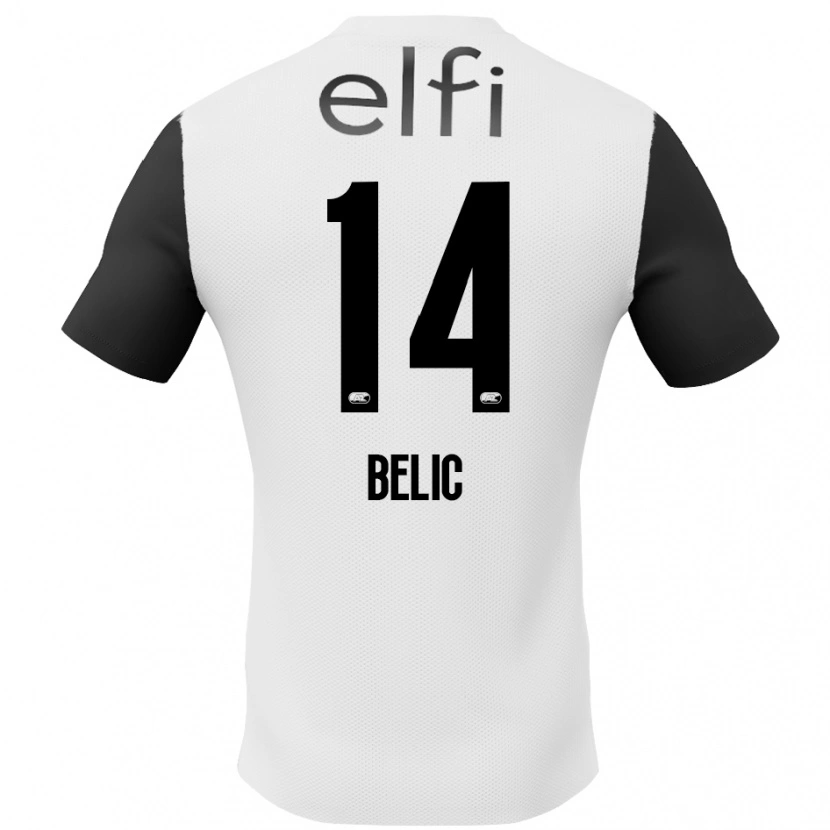 Danxen Bambino Maglia Kristijan Belic #14 Bianco Nero Kit Gara Away 2024/25 Maglietta