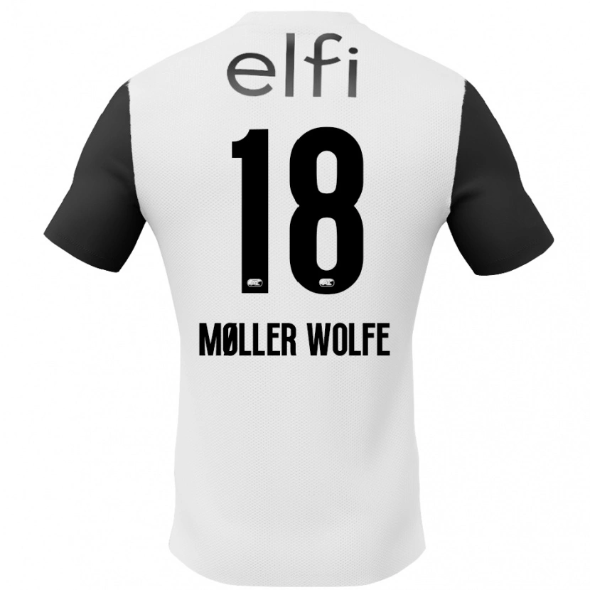 Danxen Bambino Maglia David Møller Wolfe #18 Bianco Nero Kit Gara Away 2024/25 Maglietta