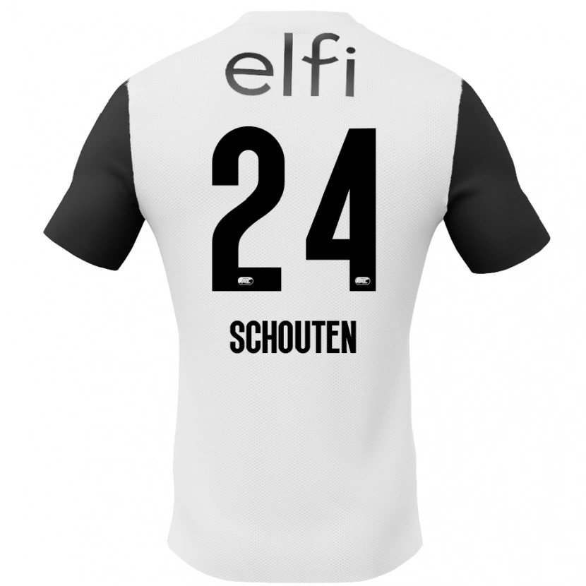 Danxen Bambino Maglia Lewis Schouten #24 Bianco Nero Kit Gara Away 2024/25 Maglietta