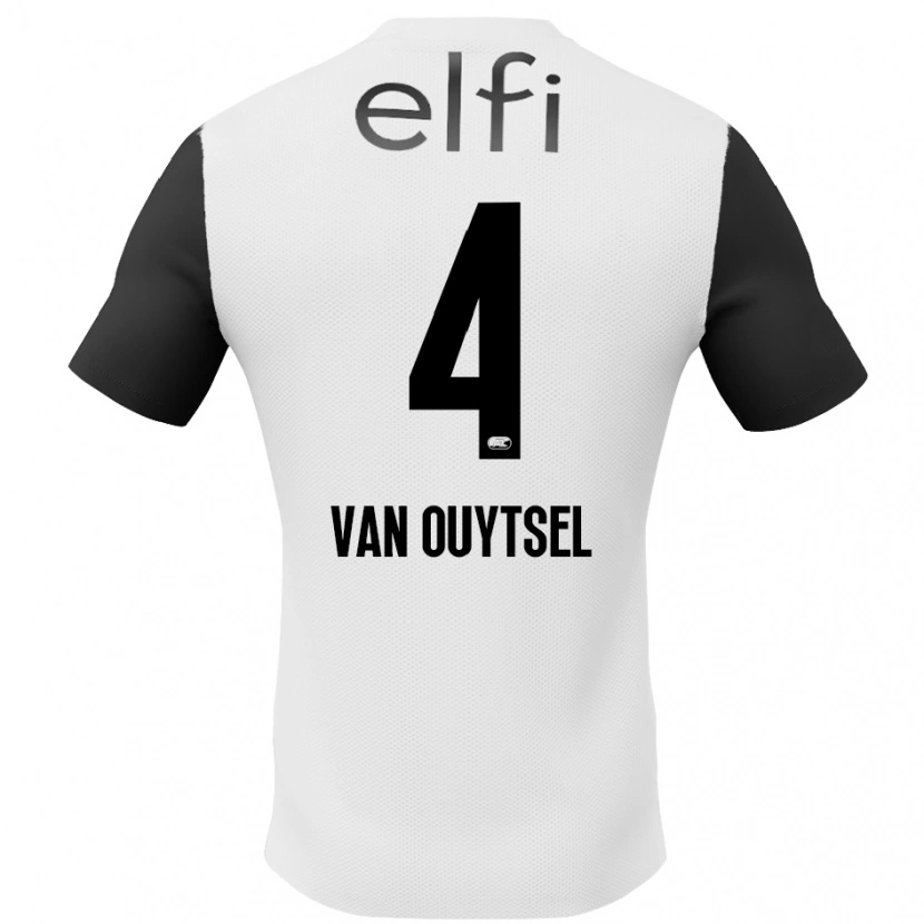 Danxen Bambino Maglia Kevin Van Ouytsel #4 Bianco Nero Kit Gara Away 2024/25 Maglietta