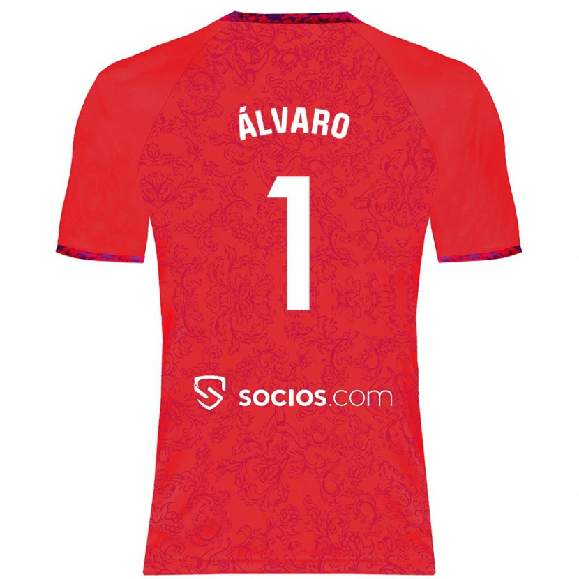 Danxen Bambino Maglia Álvaro Fernández #1 Rosso Kit Gara Away 2024/25 Maglietta