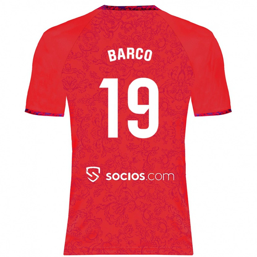 Danxen Bambino Maglia Valentín Barco #19 Rosso Kit Gara Away 2024/25 Maglietta