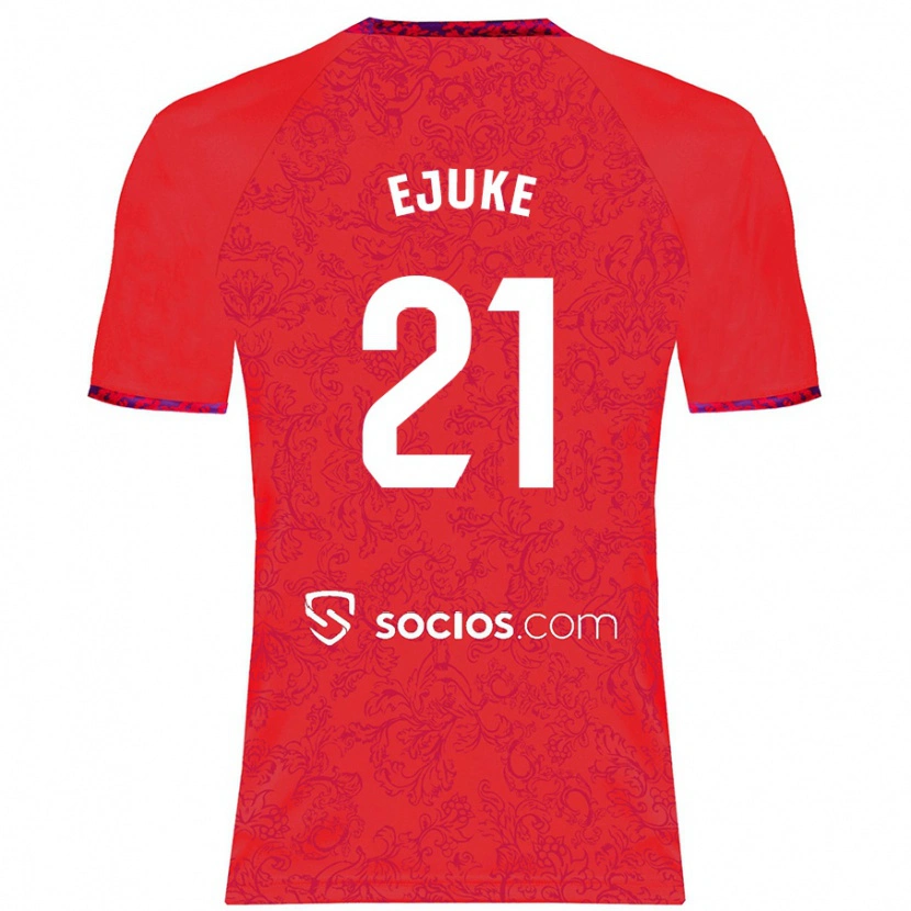 Danxen Bambino Maglia Chidera Ejuke #21 Rosso Kit Gara Away 2024/25 Maglietta