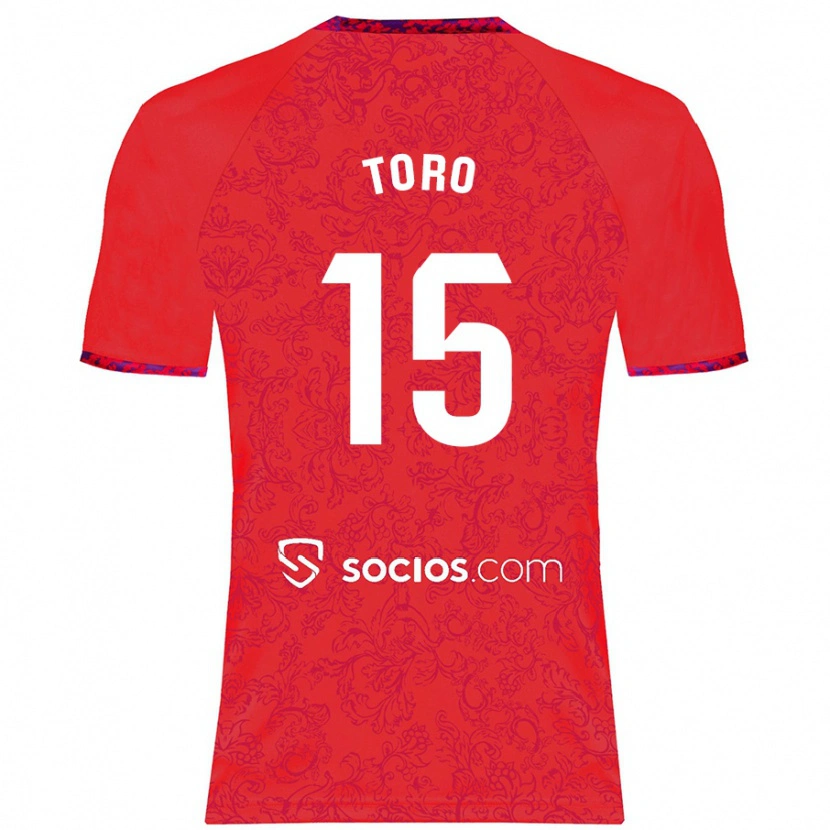 Danxen Bambino Maglia Juanan Toro #15 Rosso Kit Gara Away 2024/25 Maglietta