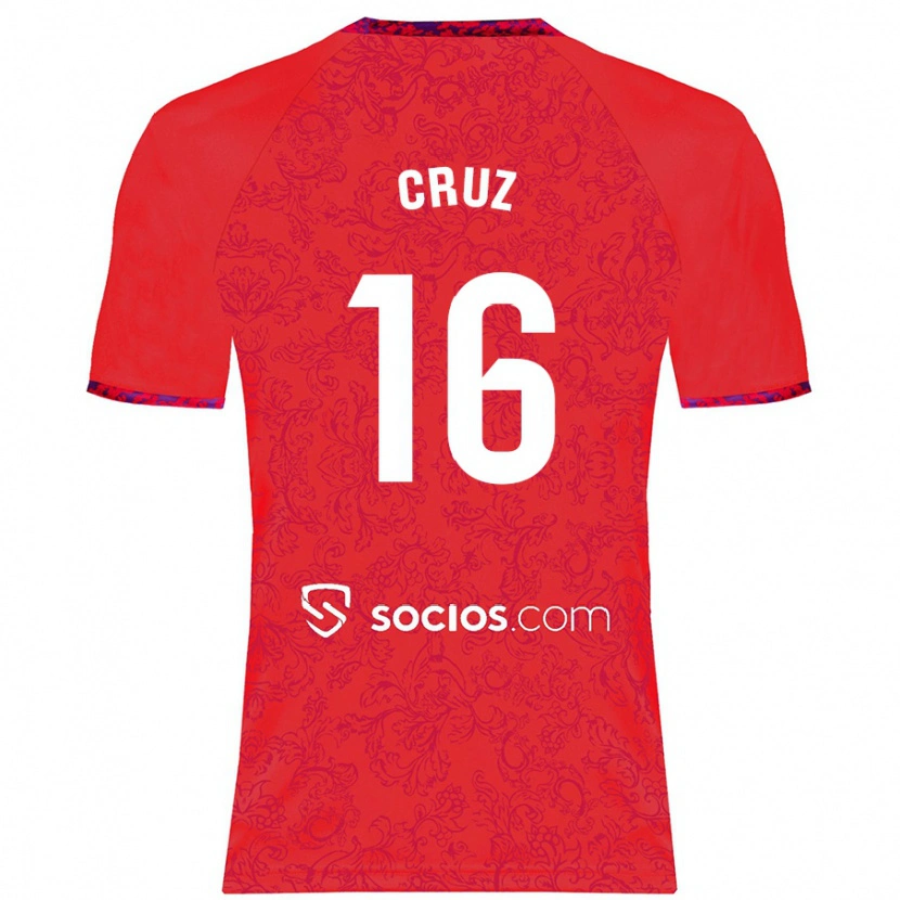 Danxen Bambino Maglia Jesús Cruz #16 Rosso Kit Gara Away 2024/25 Maglietta