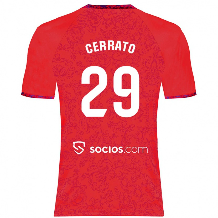Danxen Bambino Maglia Alba Cerrato #29 Rosso Kit Gara Away 2024/25 Maglietta