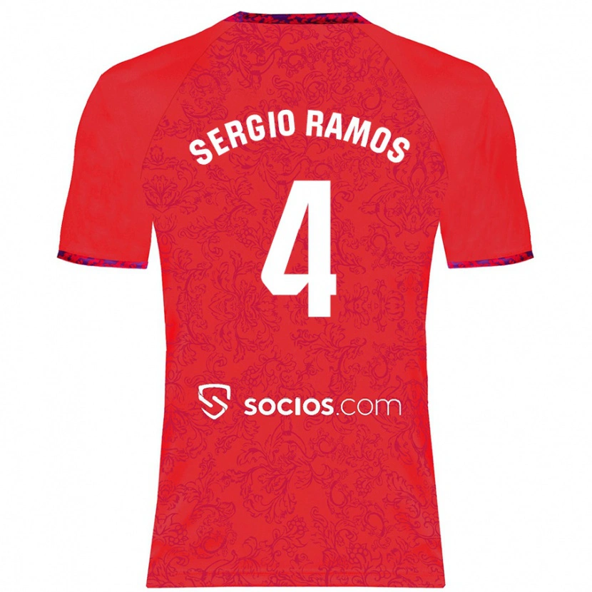 Danxen Bambino Maglia Sergio Ramos #4 Rosso Kit Gara Away 2024/25 Maglietta