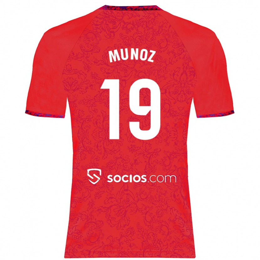 Danxen Bambino Maglia Iker Muñoz #19 Rosso Kit Gara Away 2024/25 Maglietta