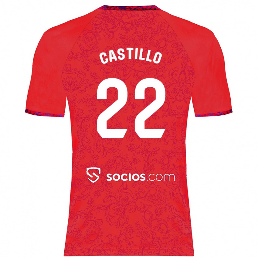Danxen Bambino Maglia José Castillo #22 Rosso Kit Gara Away 2024/25 Maglietta