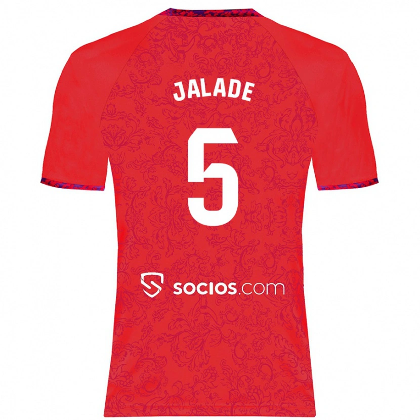 Danxen Bambino Maglia Robert Jalade #5 Rosso Kit Gara Away 2024/25 Maglietta