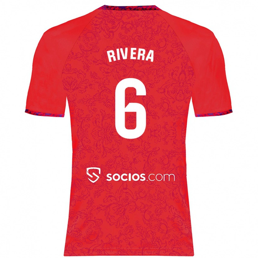 Danxen Bambino Maglia Pablo Rivera #6 Rosso Kit Gara Away 2024/25 Maglietta
