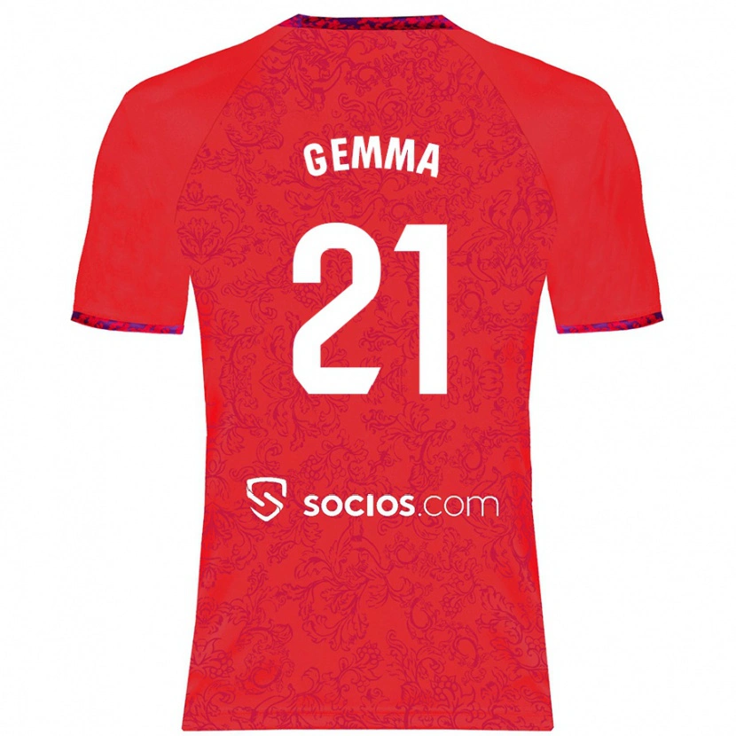 Danxen Bambino Maglia Gemma Gili Giner #21 Rosso Kit Gara Away 2024/25 Maglietta
