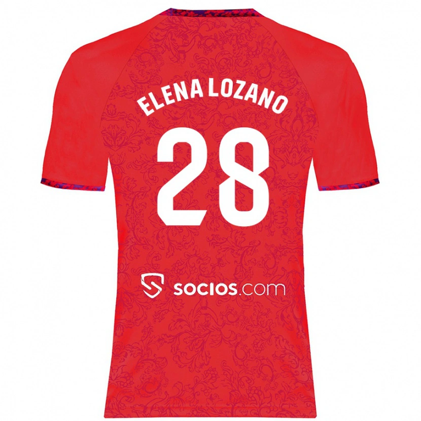 Danxen Bambino Maglia Elena Lozano Gallego #28 Rosso Kit Gara Away 2024/25 Maglietta