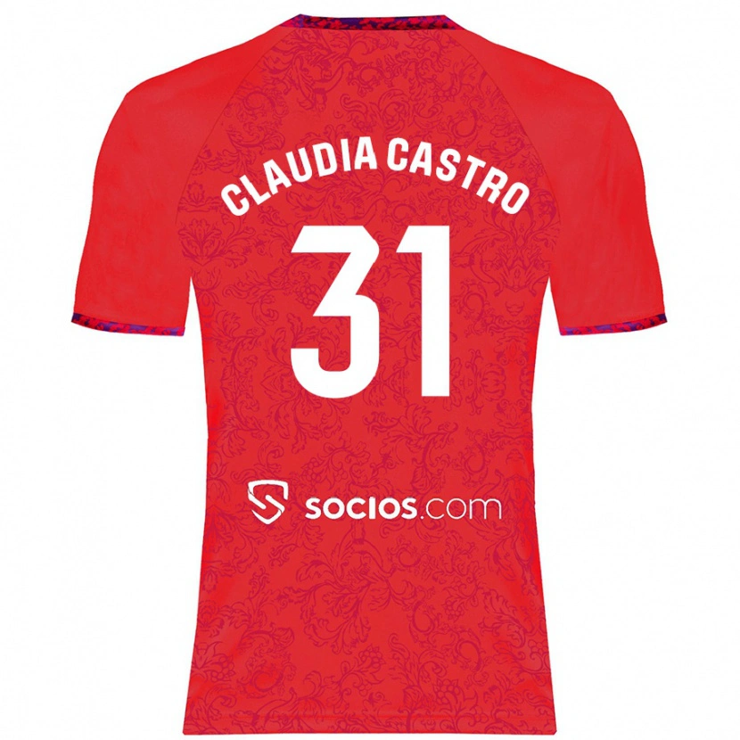 Danxen Bambino Maglia Claudia Castro Romero #31 Rosso Kit Gara Away 2024/25 Maglietta