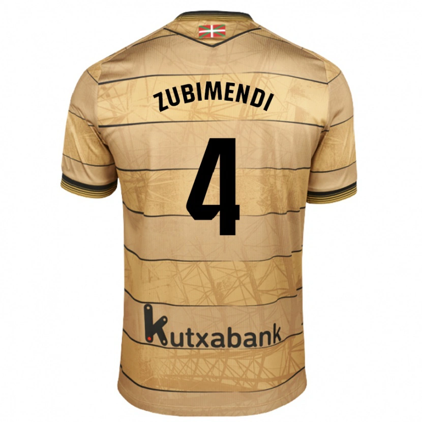 Danxen Bambino Maglia Martín Zubimendi #4 Marrone Kit Gara Away 2024/25 Maglietta