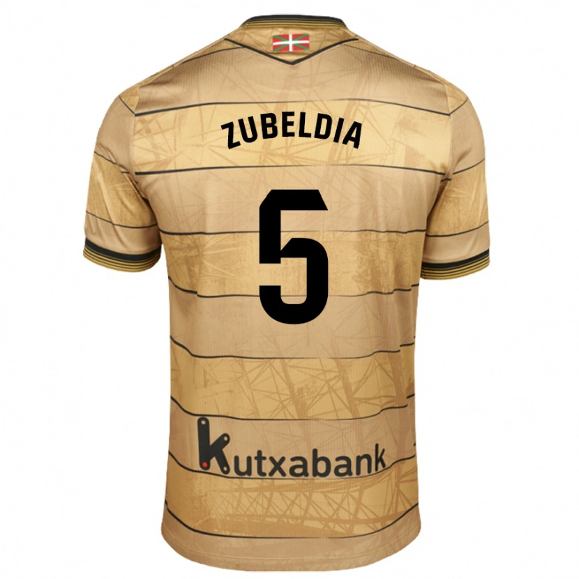 Danxen Bambino Maglia Igor Zubeldia #5 Marrone Kit Gara Away 2024/25 Maglietta