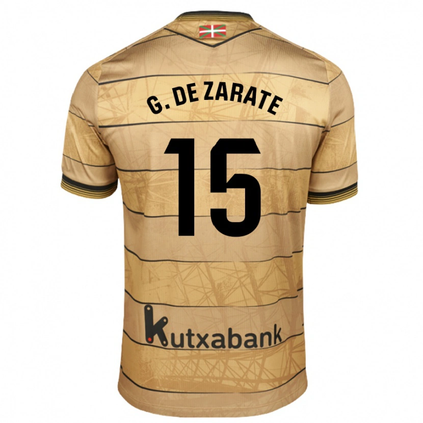 Danxen Bambino Maglia Urko González De Zarate #15 Marrone Kit Gara Away 2024/25 Maglietta