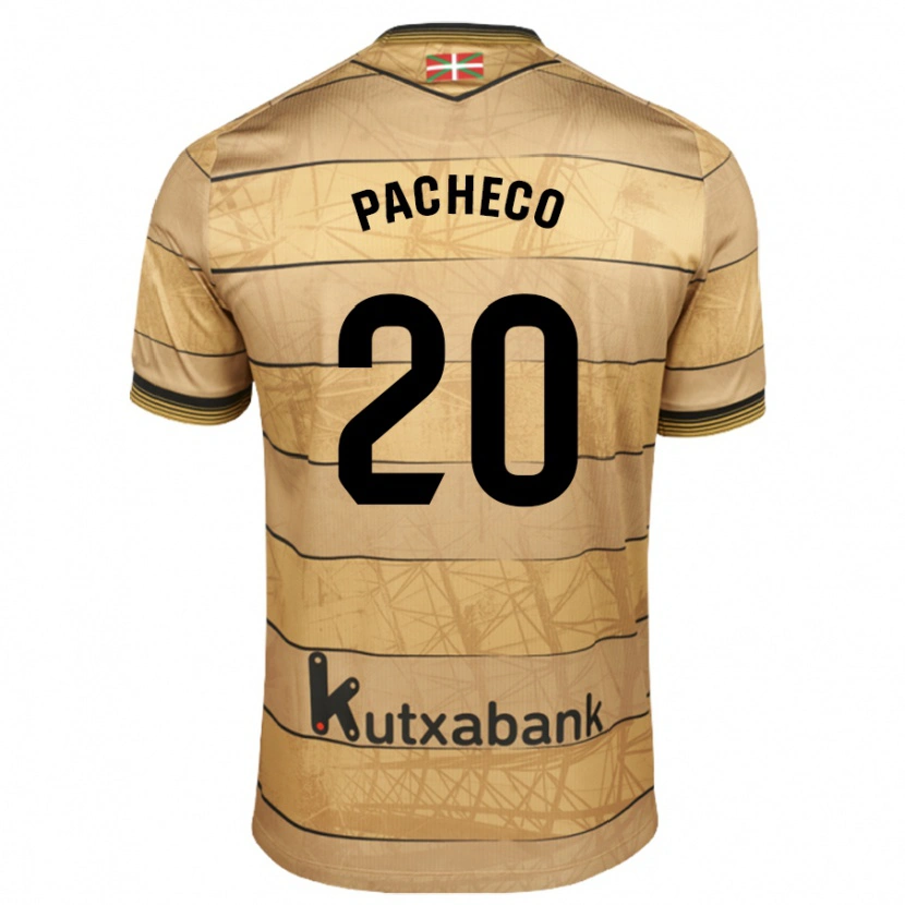 Danxen Bambino Maglia Jon Pacheco #20 Marrone Kit Gara Away 2024/25 Maglietta