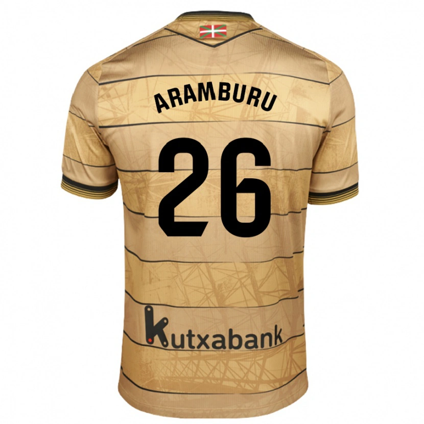 Danxen Bambino Maglia Jon Aramburu #26 Marrone Kit Gara Away 2024/25 Maglietta
