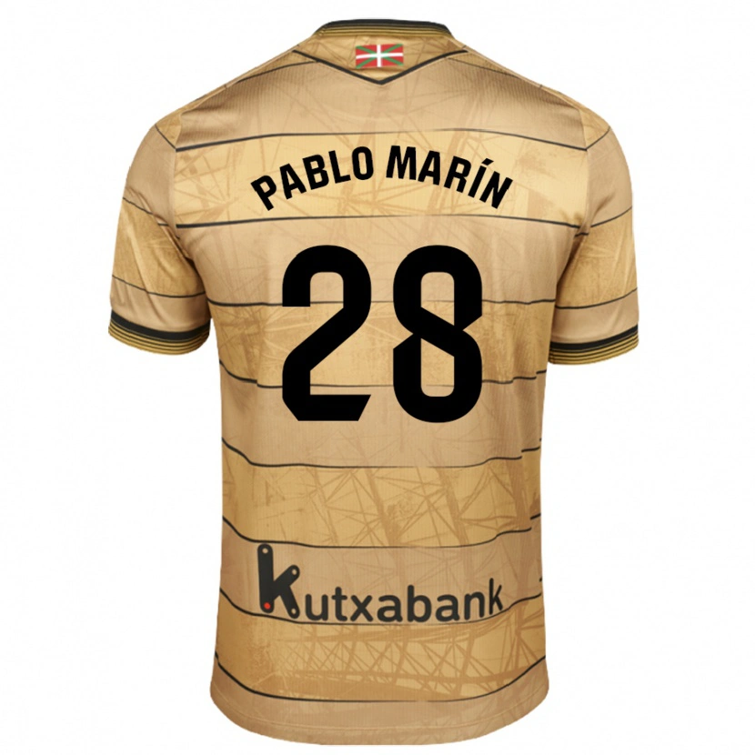 Danxen Bambino Maglia Pablo Marín #28 Marrone Kit Gara Away 2024/25 Maglietta